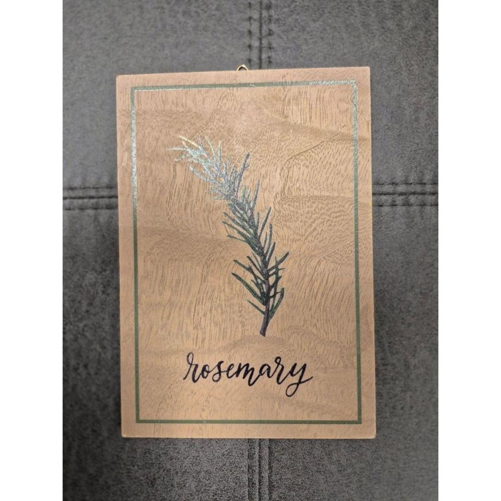 Botanical Wall Art "Rosemary" Print Wood Plaque Decor Garden Signs Small 4.5 * 6
